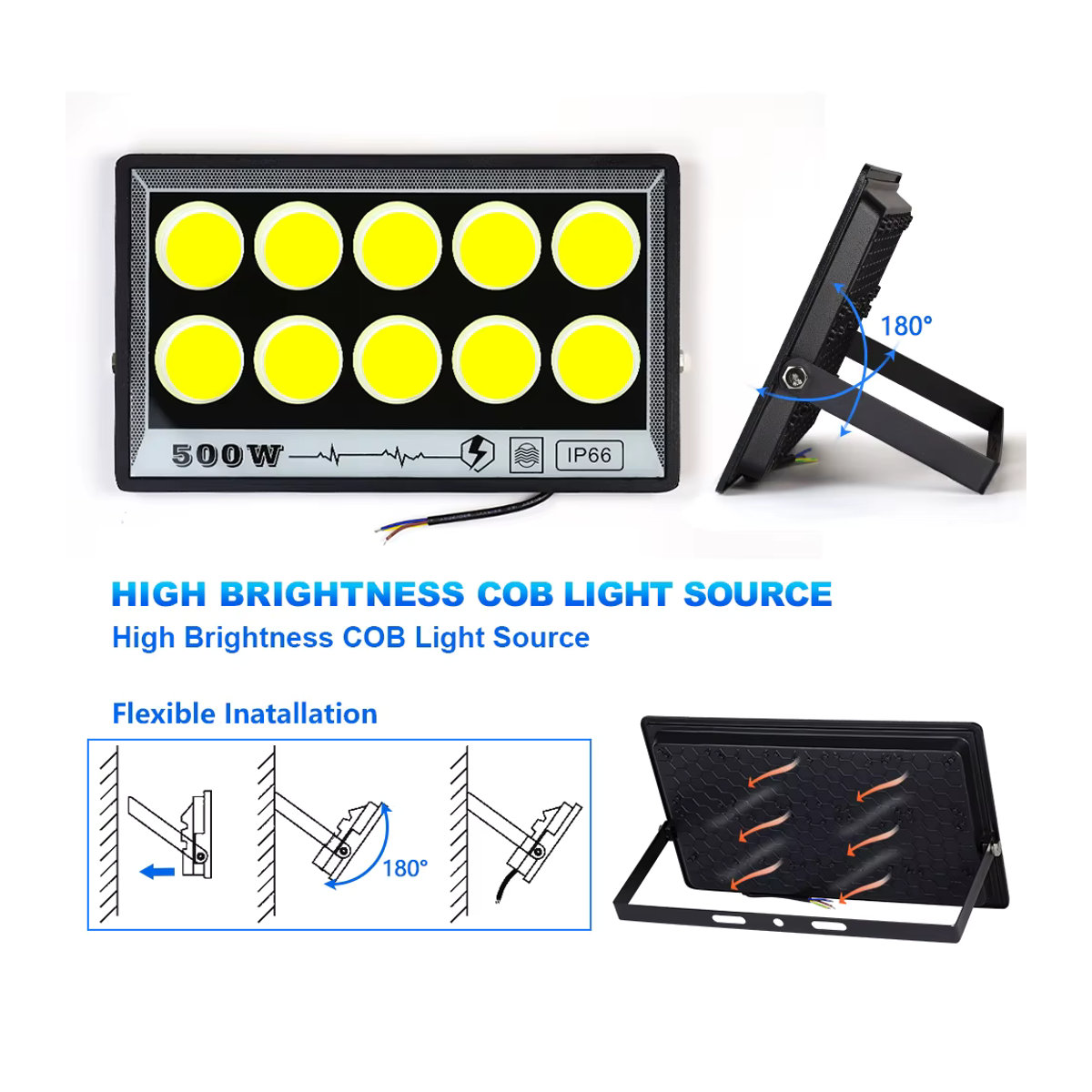YNL LED Außenstrahler IP65 Wasserdicht Schwarz - Bild 3