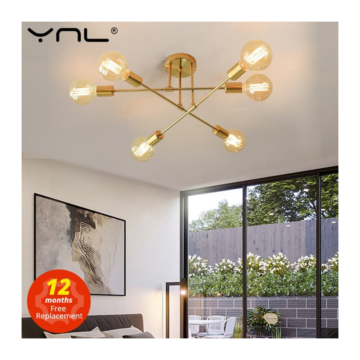 YNL LED Deckenlampe im modernen industriellen Design aus Metall in Schwarz und Gold - Bild 1
