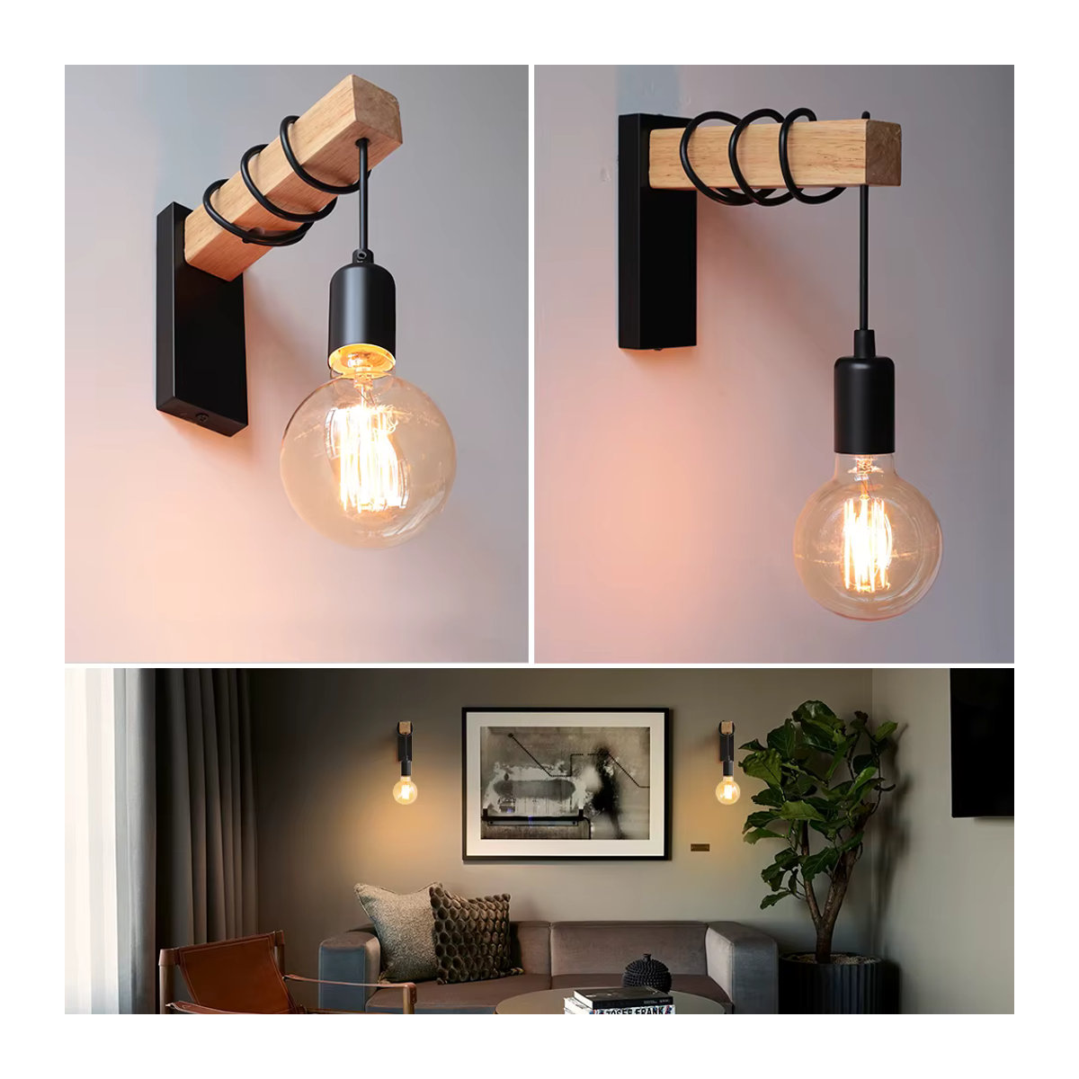 YNL Retro LED Wandleuchte aus Eisen mit E27 Fassung für Wohnzimmer, Küche und Nachttisch - Bild 5