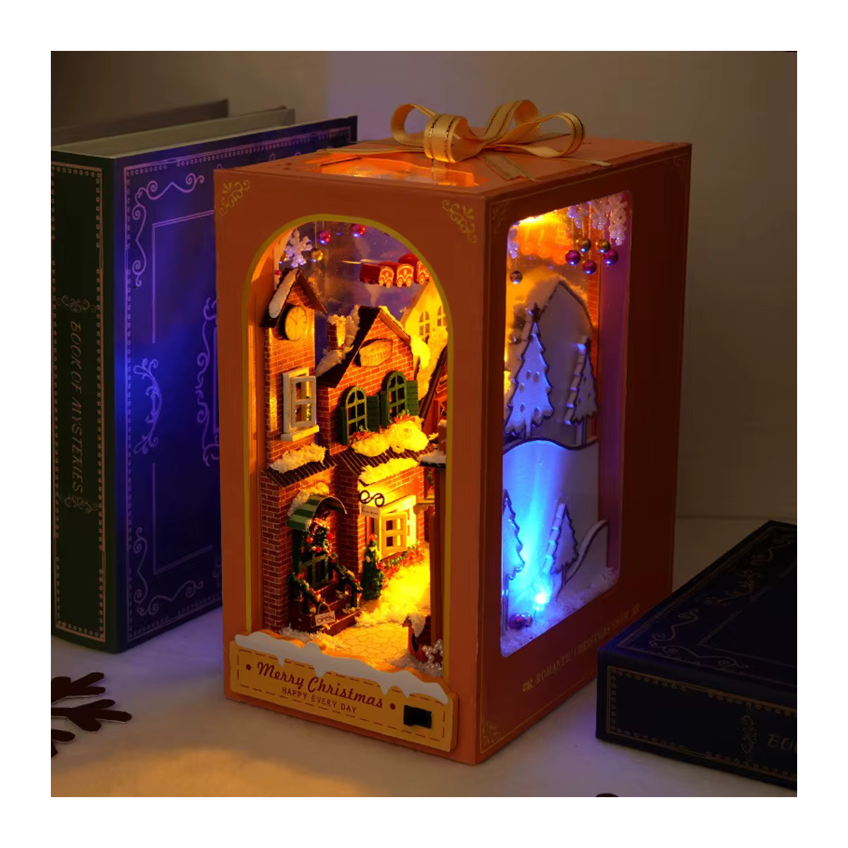 YOAINGO DIY Holz Buch Ecken Kit Weihnachts 3D Puzzle Regal Einsatz für Erwachsene in Mehrfarbig - Bild 2