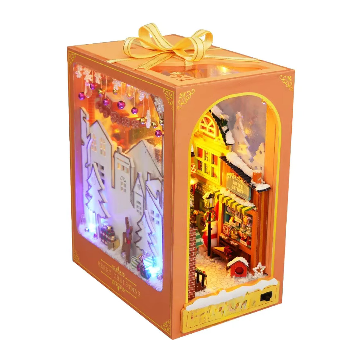 YOAINGO DIY Holz Buch Ecken Kit Weihnachts 3D Puzzle Regal Einsatz für Erwachsene in Mehrfarbig - Bild 5