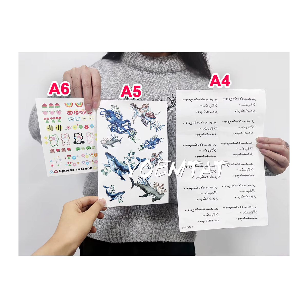 Yoemtat Personalisierte Temporäre Tattoo Aufkleber Wasserdicht mit individuellem Logo in Schwarz und Weiß - Bild 3