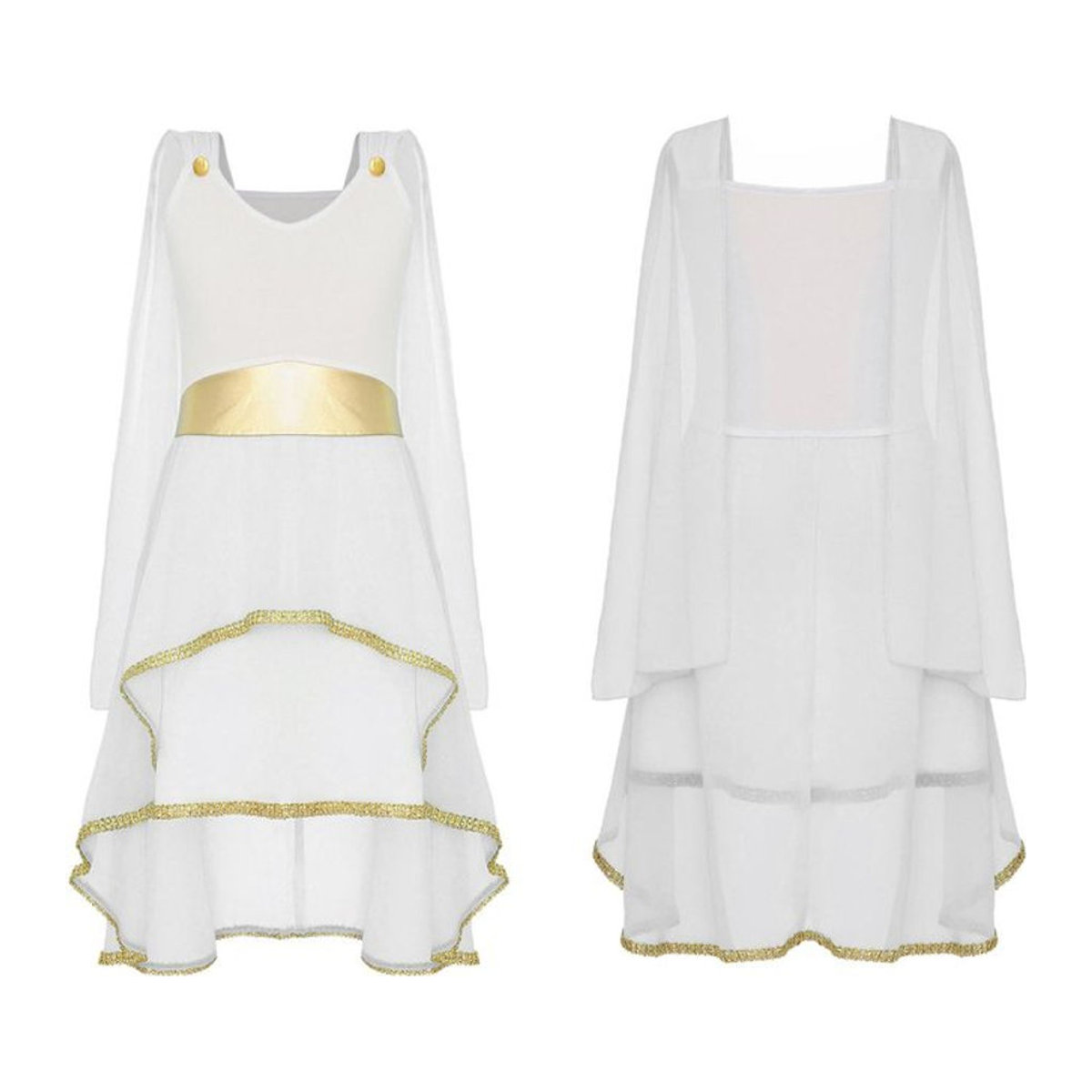 YONGHS Mädchen Griechische Toga Kostüm Weiß Ärmelloses Asymmetrisches Kleid für Halloween Cosplay - Bild 1