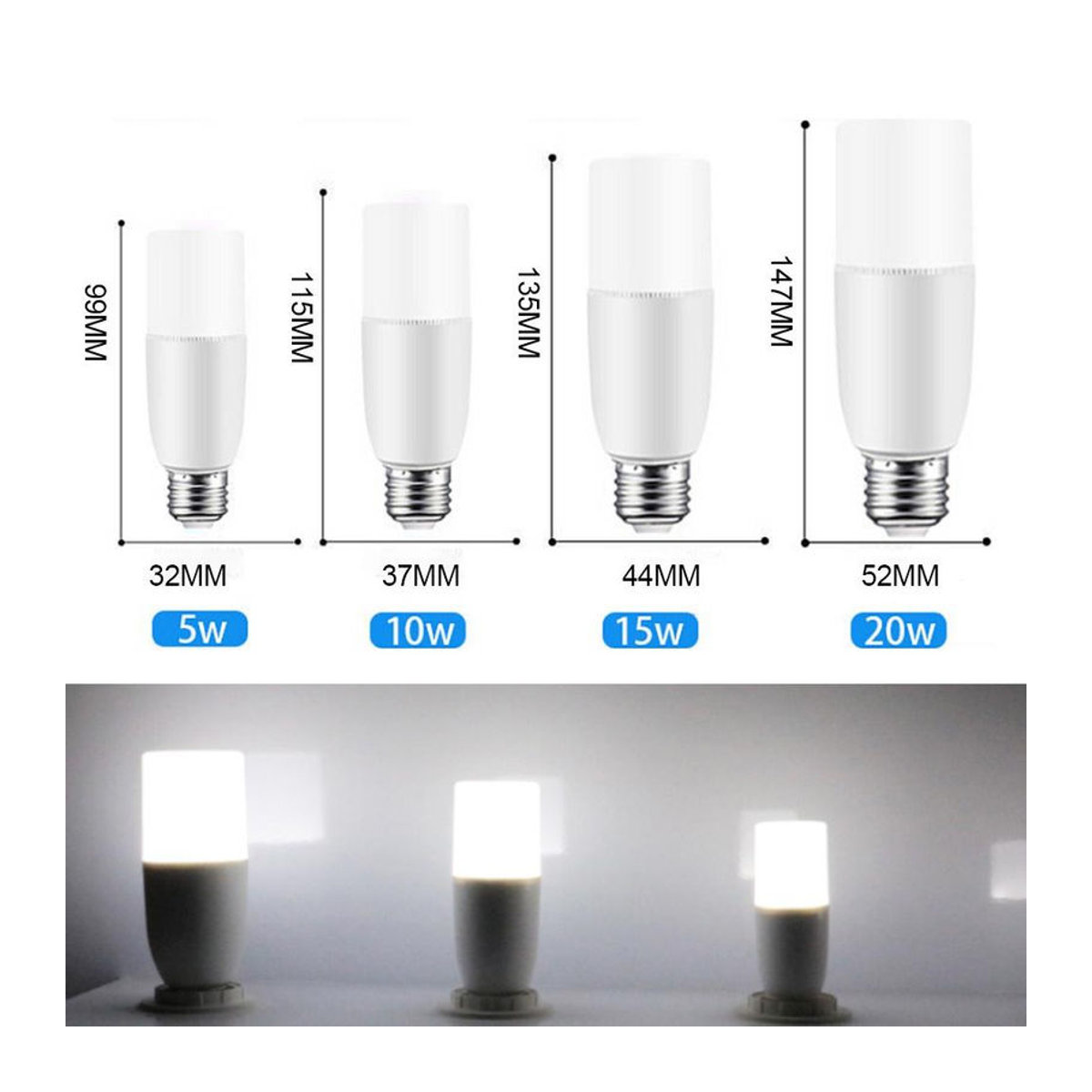Yongkomo LED Zylinder Birne E27 Kaltweiß Minimalistisch - Bild 4