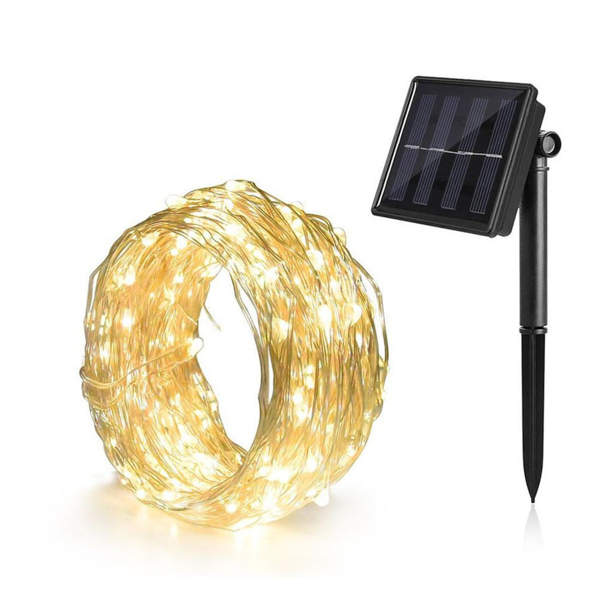 Yongkomo Solar Lichterkette LED Kupferdraht mit 50 LEDs, bunt, wetterfest IP68, 5m Länge für Garten, Terrasse und Camping - Bild 3