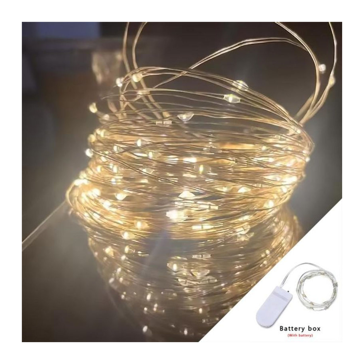Yongkomo Solar Lichterkette mit 50 LEDs aus Kupferdraht, warmweiß, IP68 wasserdicht, 5m Länge - Bild 1