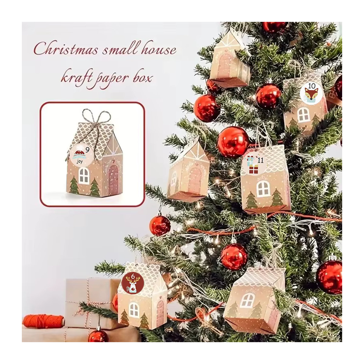 YONGSNOW 24er Set Adventskalender Candy Boxen aus Papier für Weihnachten zum Aufhängen, mehrfarbig und geometrisch gestaltet - Bild 2