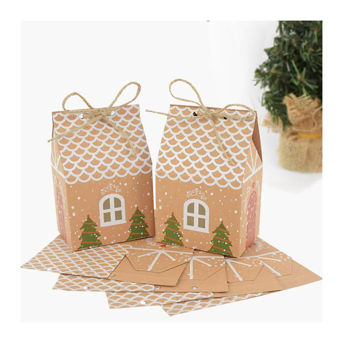 YONGSNOW 24er Set Adventskalender Candy Boxen aus Papier für Weihnachten zum Aufhängen, mehrfarbig und geometrisch gestaltet - Bild 5