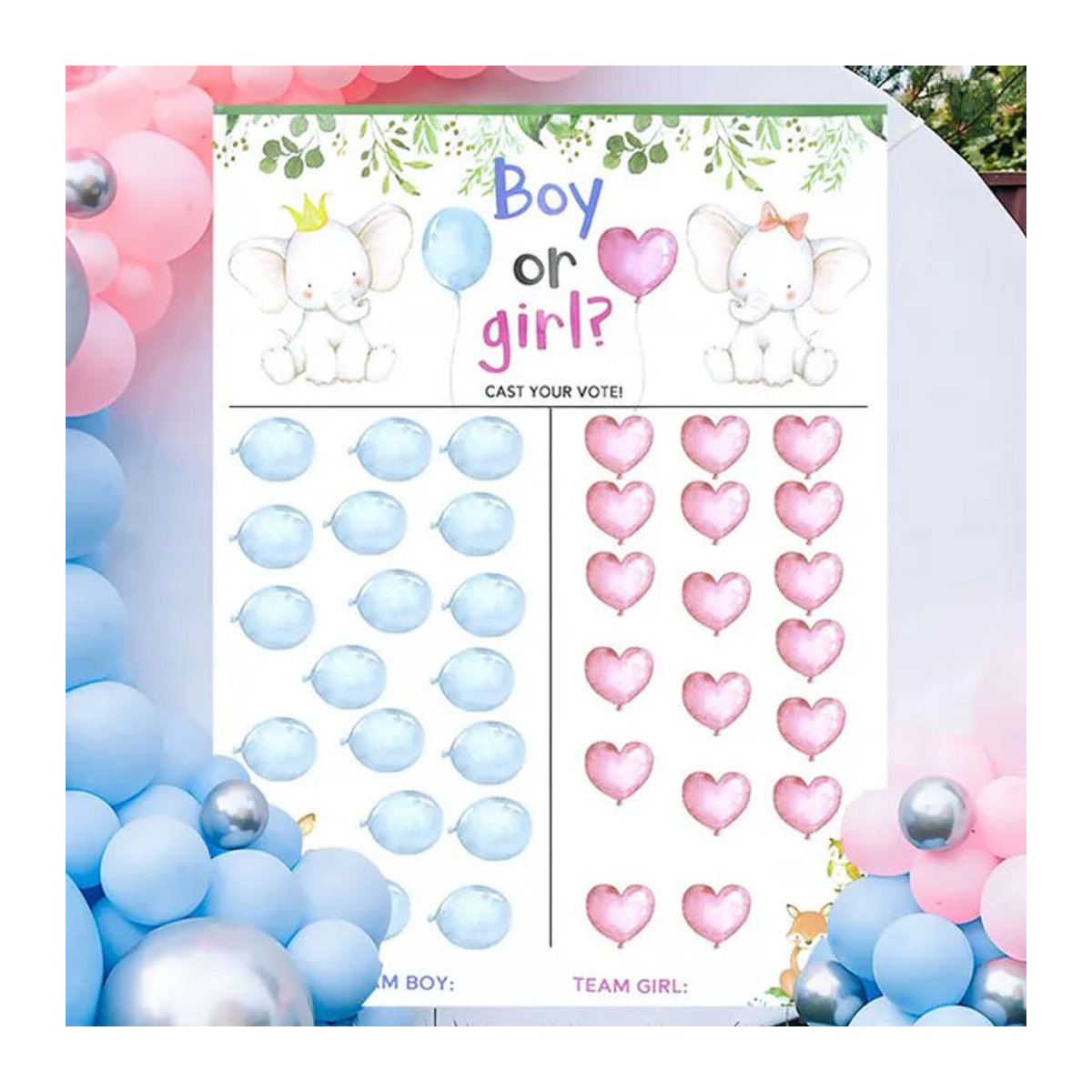 YONGSNOW Gender Reveal Abstimmung Poster Set mit Aufklebern für Baby Shower und Geburtstag Party Dekoration, mehrfarbig, rechteckig - Bild 1
