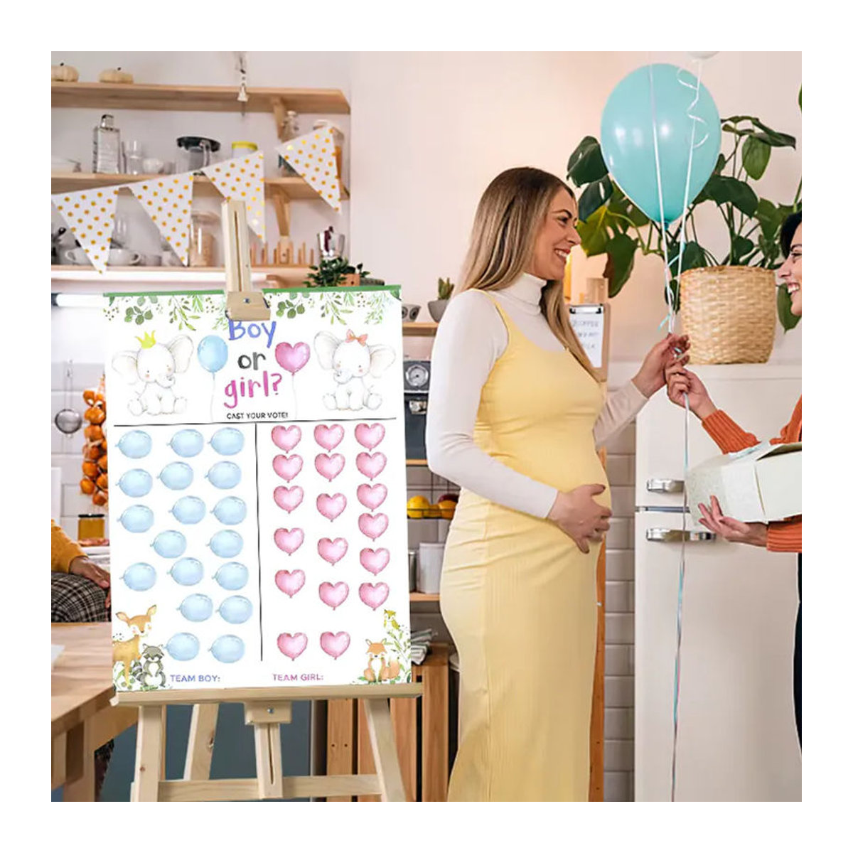 YONGSNOW Gender Reveal Abstimmung Poster Set mit Aufklebern für Baby Shower und Geburtstag Party Dekoration, mehrfarbig, rechteckig - Bild 2