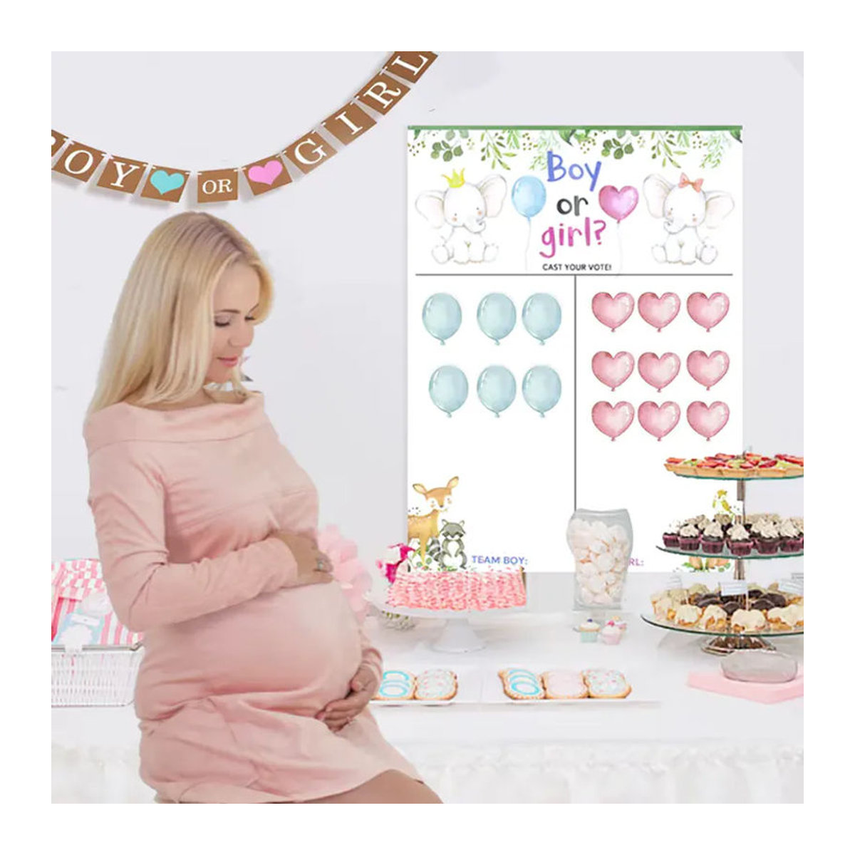 YONGSNOW Gender Reveal Abstimmung Poster Set mit Aufklebern für Baby Shower und Geburtstag Party Dekoration, mehrfarbig, rechteckig - Bild 4