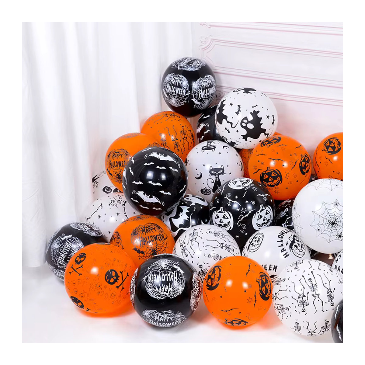 YONGSNOW Halloween Luftballons Set mit Kürbis, Skelett, Geist und Fledermaus in Orange und Mehrfarbig aus Latex für deine Party-Dekoration - Bild 3