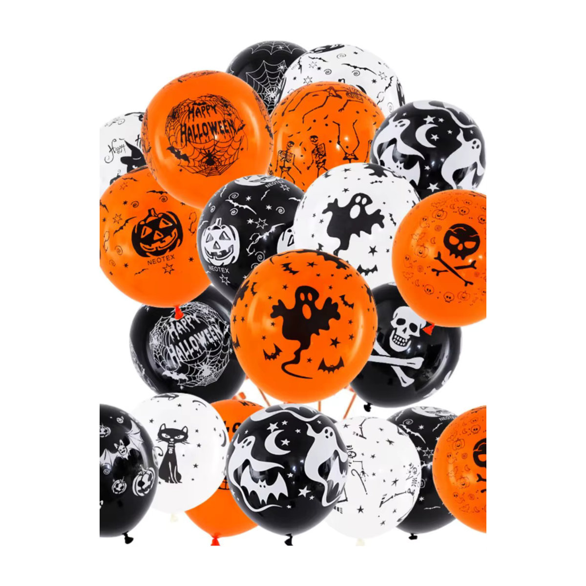 YONGSNOW Halloween Luftballons Set mit Kürbis, Skelett, Geist und Fledermaus in Orange und Mehrfarbig aus Latex für deine Party-Dekoration - Bild 7