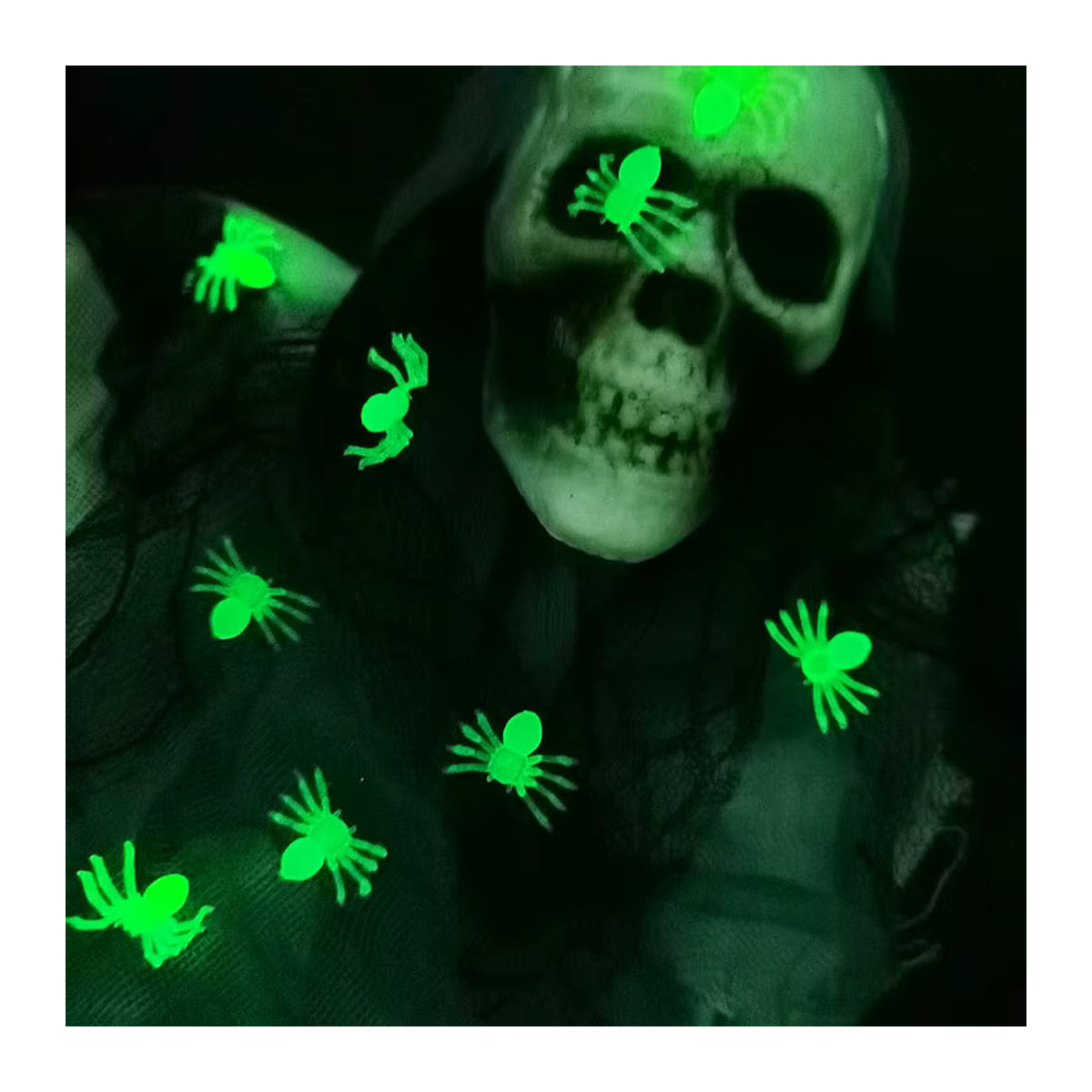 YONGSNOW Halloween Simulations-Spinne leuchtend in Schwarz aus Kunststoff als realistische Deko-Requisite für Gruselpartys - Bild 2