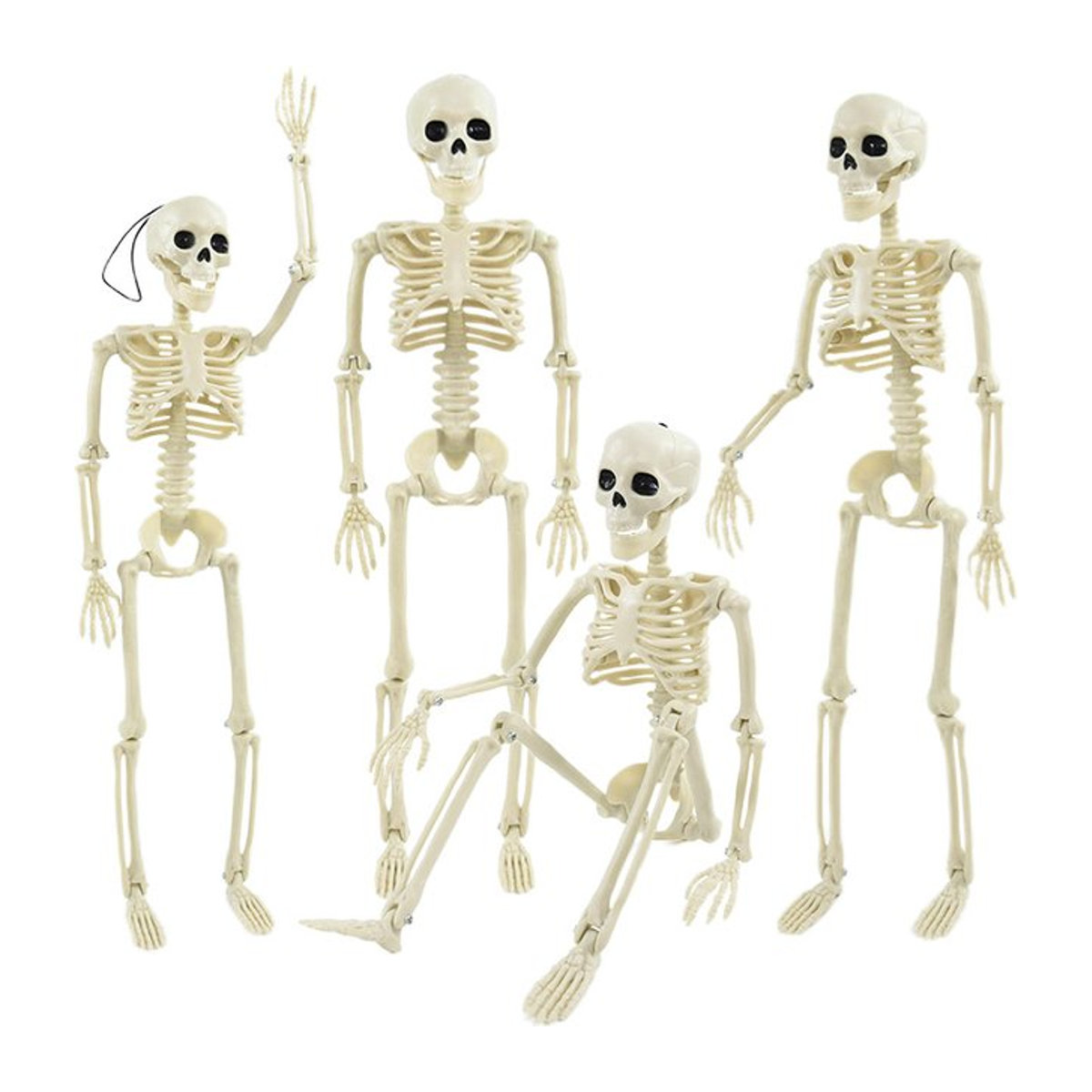 YONGSNOW Halloween-Skelett aus Kunststoff in Beige, 40 cm bewegliches Skelett als hängende Dekoration für deine Halloween-Party - Bild 1