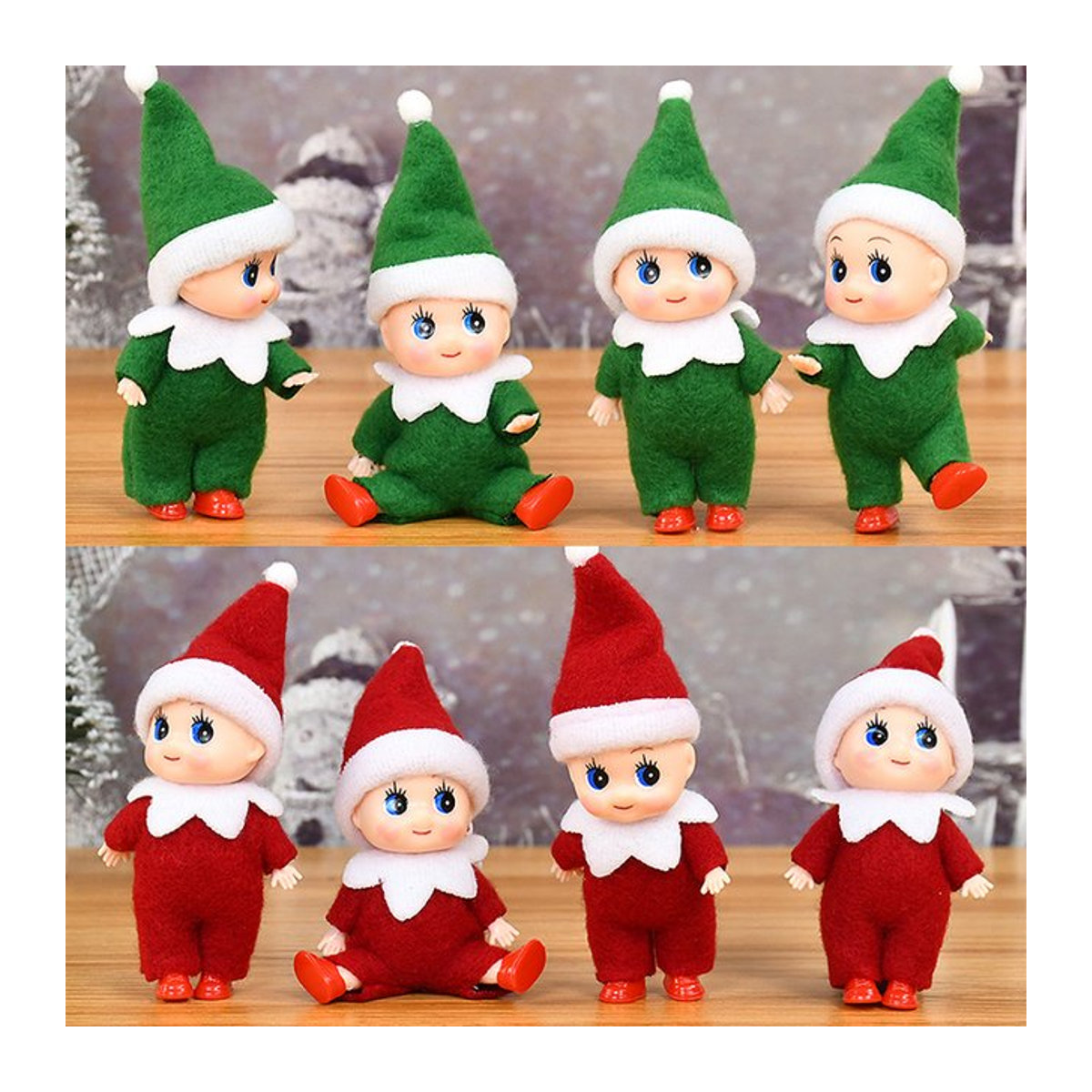YONGSNOW Mini Baby Elf Puppen Ornamente in Mehrfarbig als Weihnachtsdekoration und Geschenk für Kinder - Bild 1
