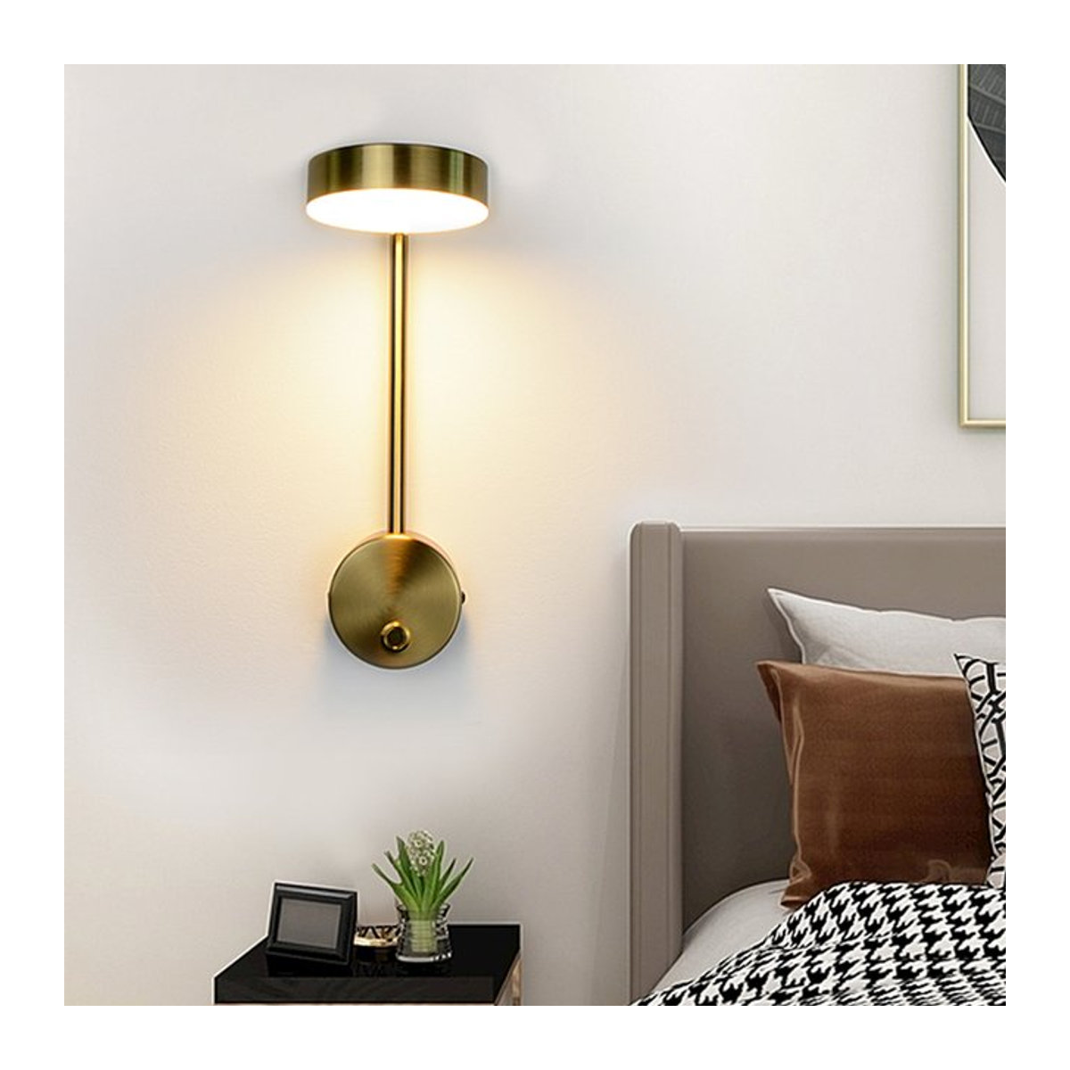 Yooe LED Wandleuchte 9W in Schwarz mit Schalter, modernes minimalistisches Design für die Innenbeleuchtung im Schlafzimmer oder als Hintergrund-Wanddeko und Nachtlicht - Bild 1