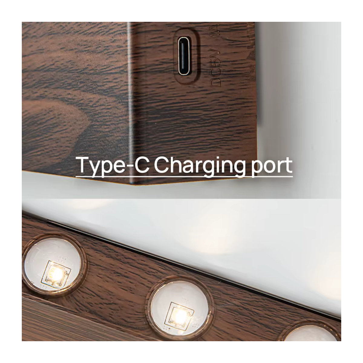 YooE Minimalistische LED-Ladewandleuchte in Nussbaum mit Touch-Funktion und 4000 mAh Akku - Bild 4