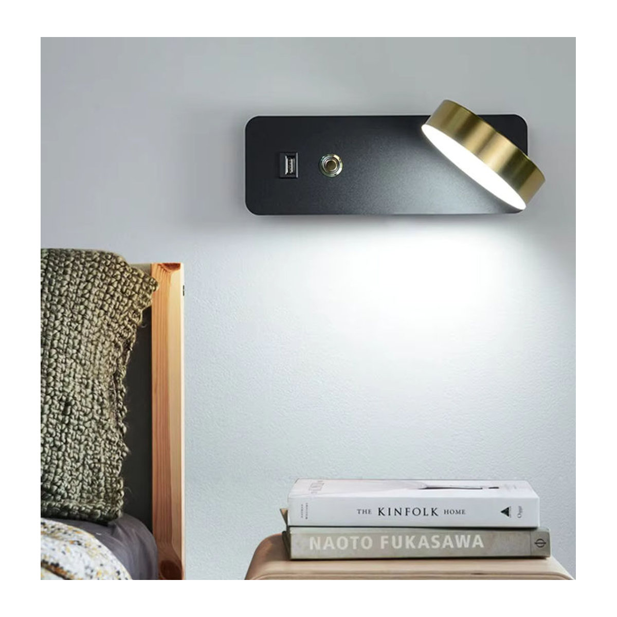 YooE Moderne LED Innenwandleuchte aus Aluminium in Schwarz mit Touch-Dimmung und USB-Schnittstelle - Bild 3
