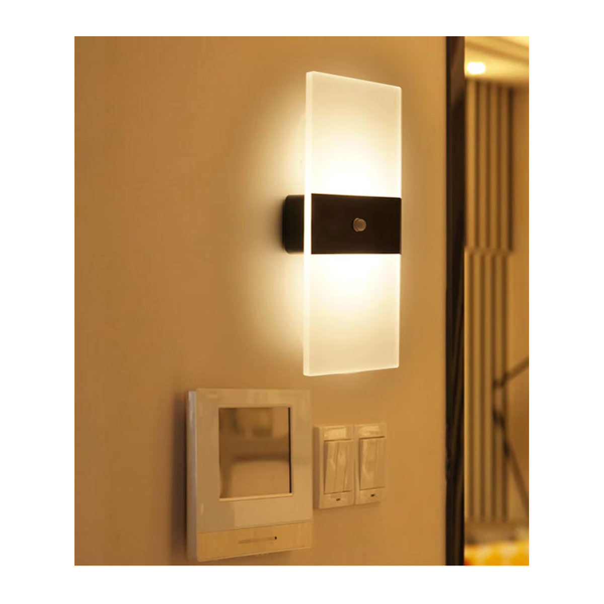 YooE Moderne LED-Wandleuchte mit Bewegungserkennung aus Acryl in Weiß mit Touch-Schalter - Bild 3