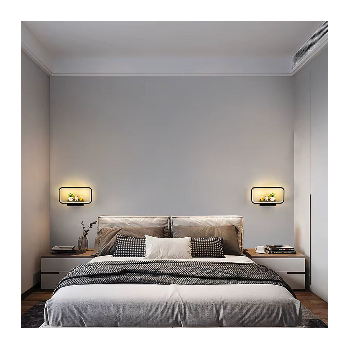 YooE Moderne LED Wandleuchte Schwarz mit 12W, Touch-Schalter, 3 Farben dimmbar und USB-Aufladung - Bild 2
