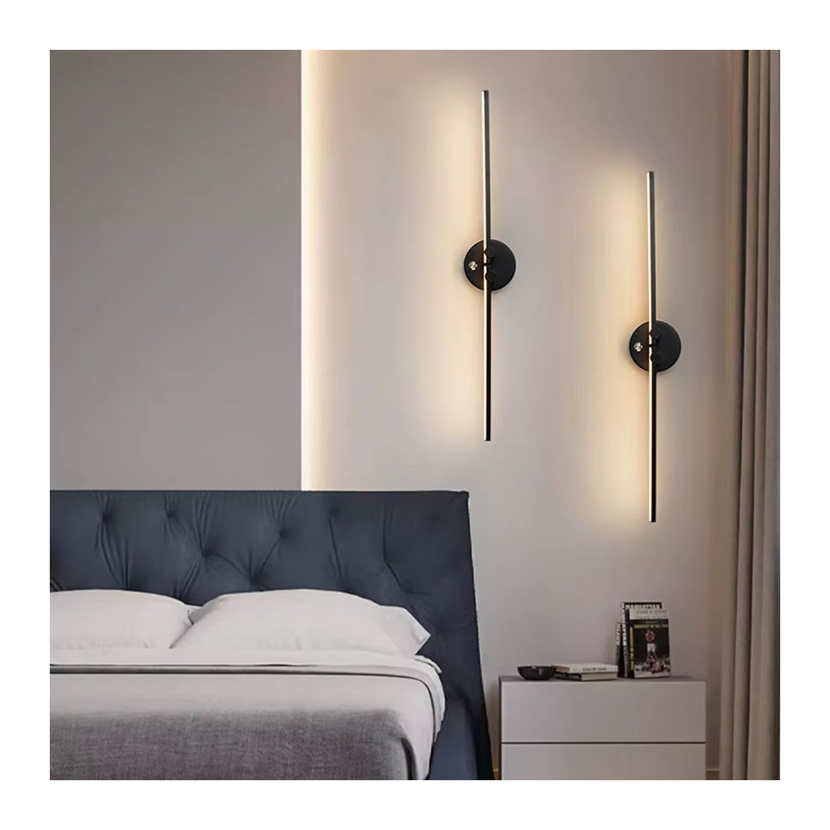 YooE Moderne Lineare LED-Wandleuchte Schwarz für Nachttisch, Foyer und Korridor - Bild 2