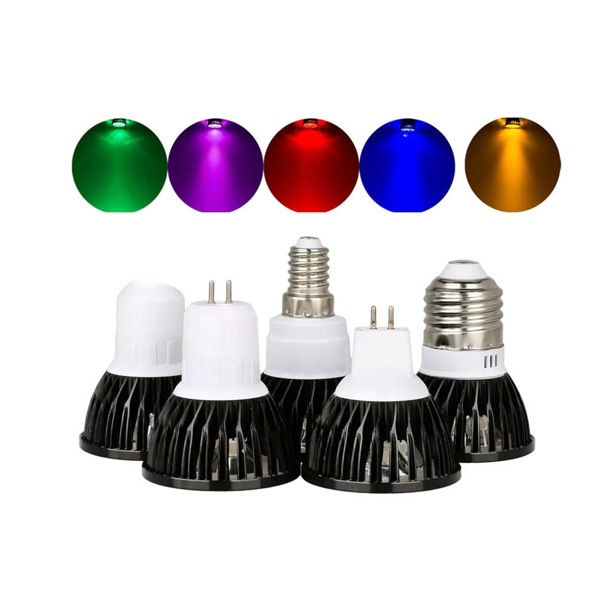 YORYZENG Dimmbare LED Strahlerlampe in verschiedenen Farben Rot Gelb Blau Grün Lila mit GU10 MR16 E27 E14 B22 Fassung - Bild 5