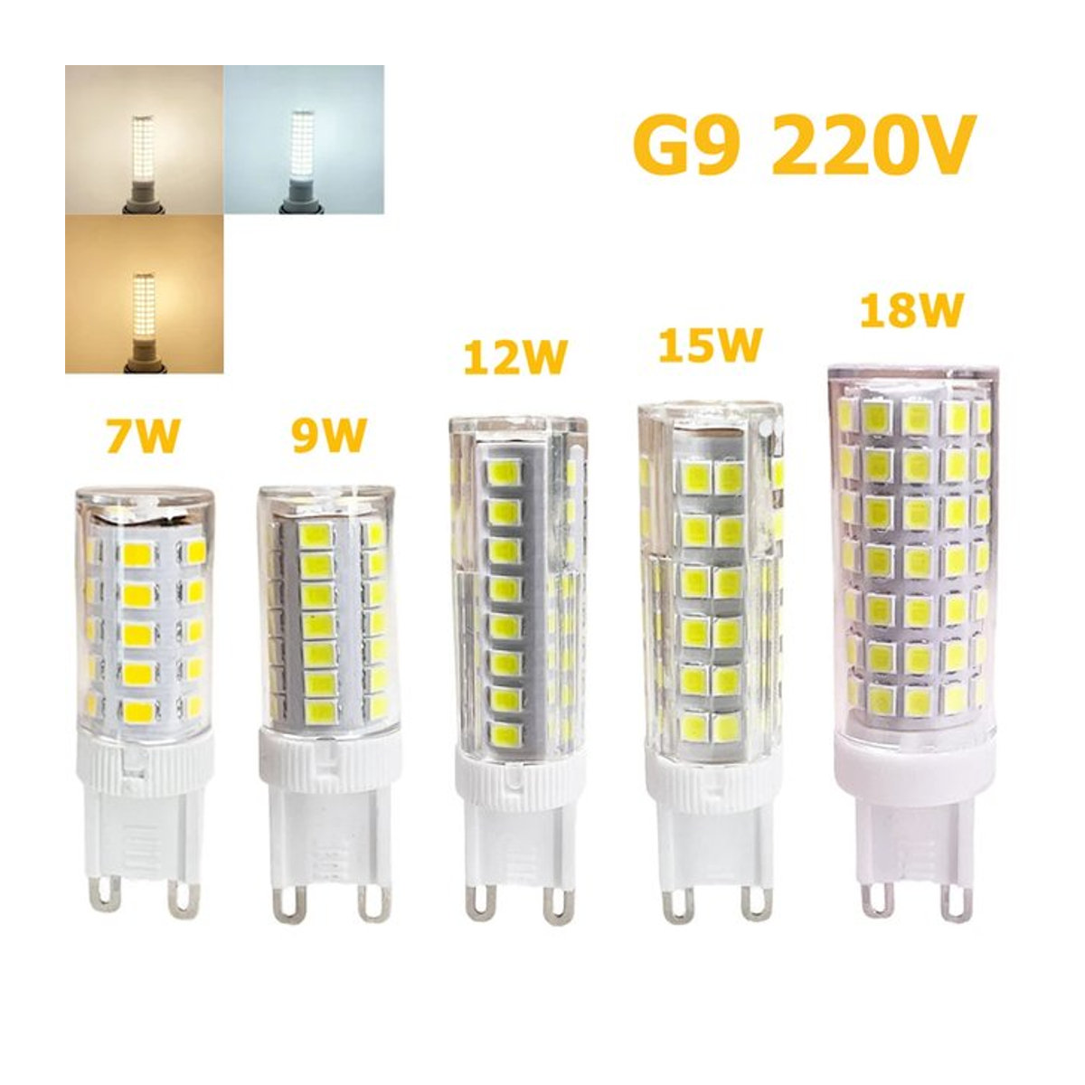 YORYZENG G9 LED Mini Glühbirne aus Keramik mit 7W, wählbar in verschiedenen Leistungsstufen für Kronleuchter und Heimbeleuchtung - Bild 1