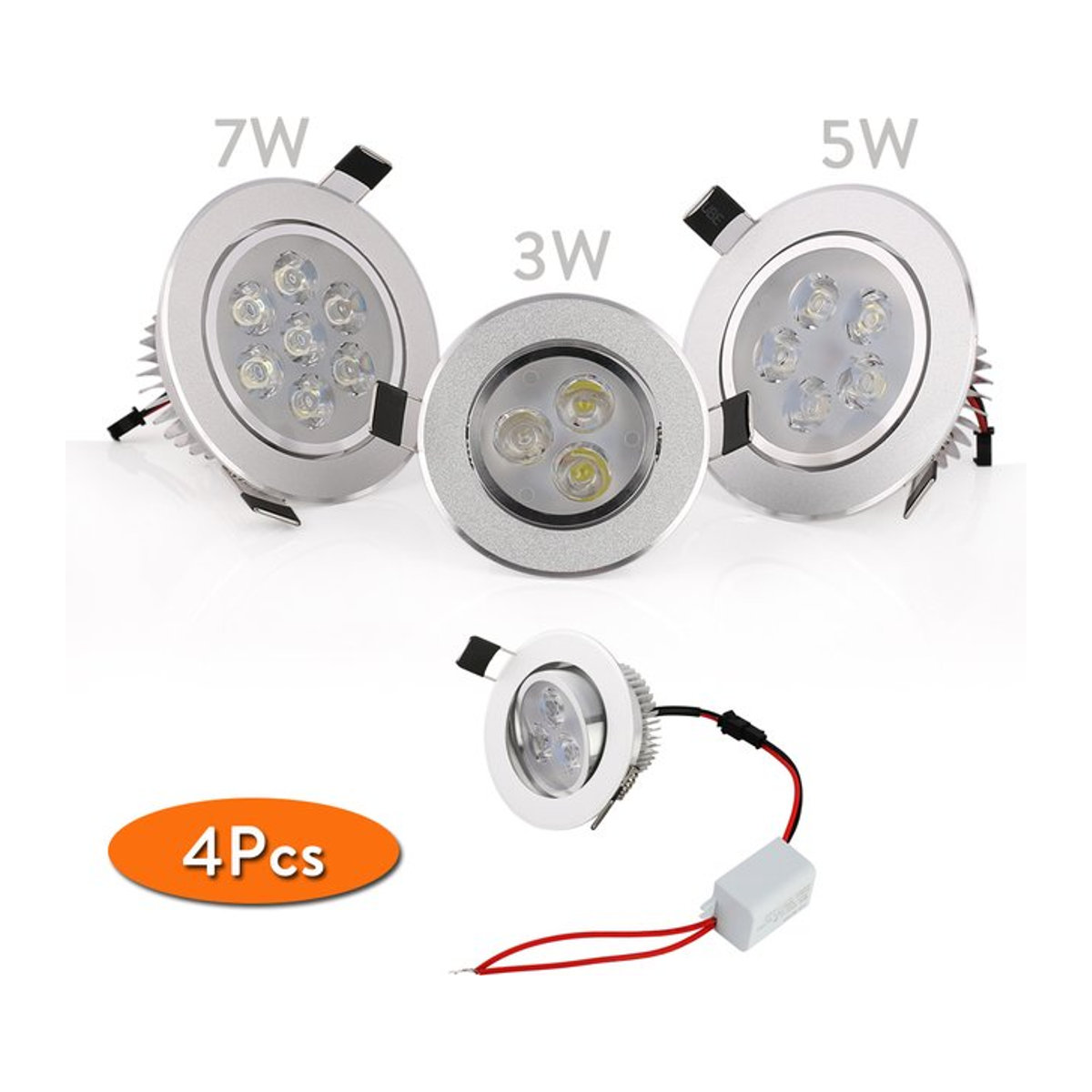 YORYZENG LED Einbaustrahler Set 4er Pack in Silber, minimalistisches Design, wählbar in 3W 5W oder 7W mit kühlem, warmem oder natürlichem Weiß - Bild 1