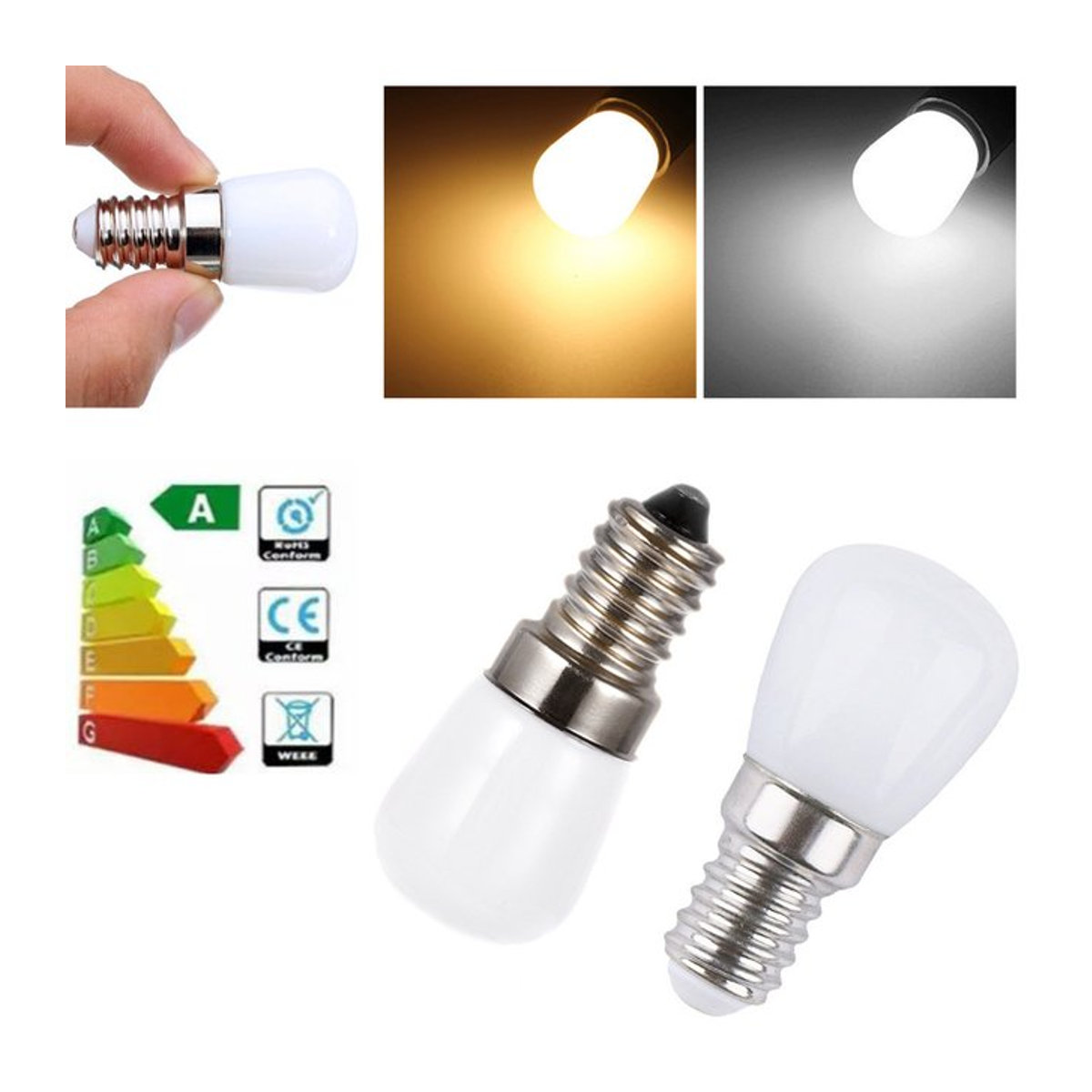 YORYZENG Mini LED Glühbirne 2W E12 E14 T22 2835 SMD für Kühlschrank und Gefrierschrank - Bild 1