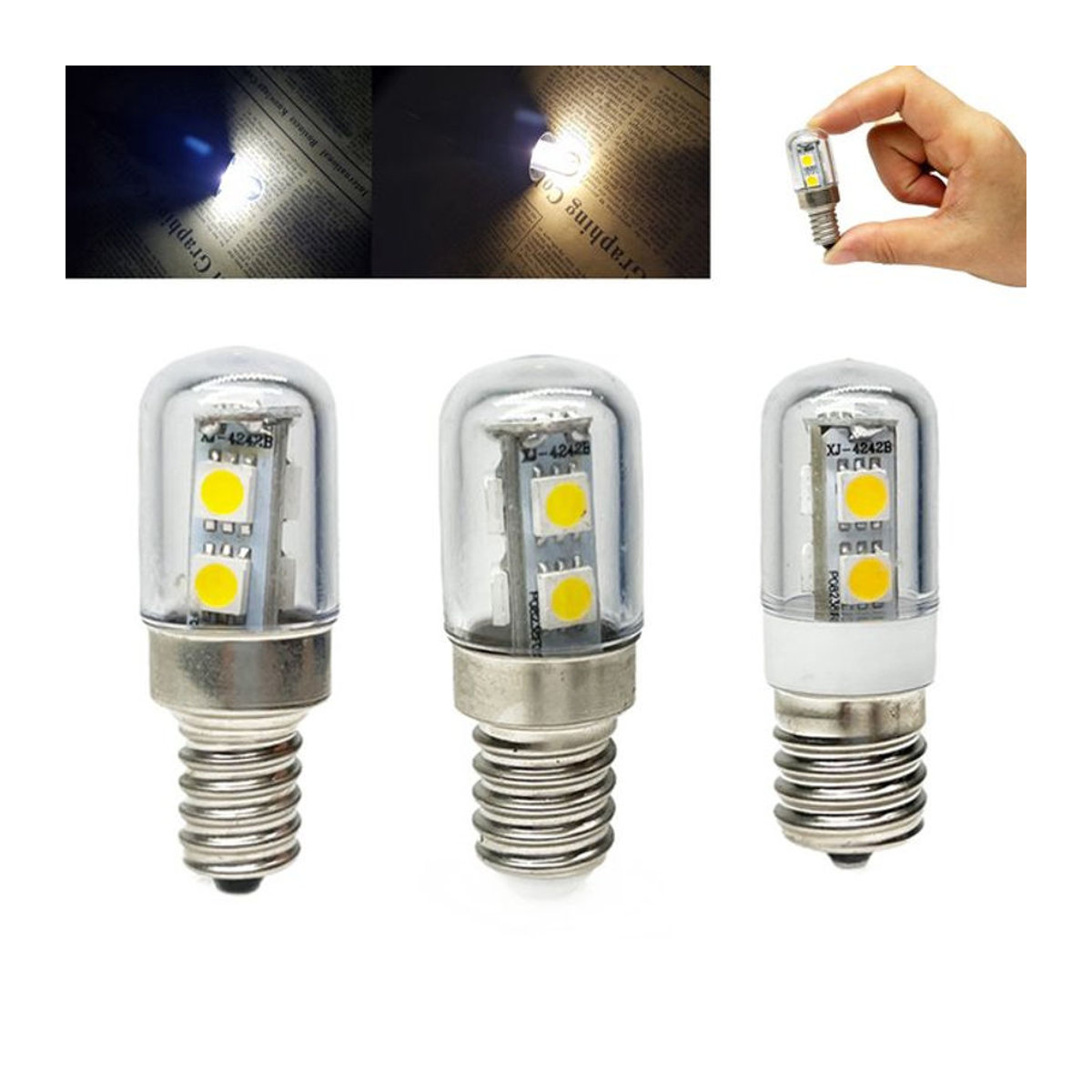 YORYZENG Mini LED Mais Glühbirne mit E14 E12 E17 Sockel für Kühlschrank und Dunstabzugshaube - Bild 1