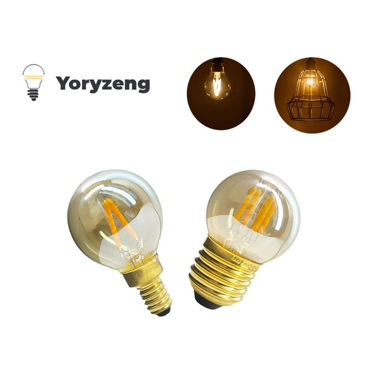 YORYZENG Vintage Retro LED Globe Glühbirne aus Bernstein Glas in Warmweiß 2200K - Bild 1