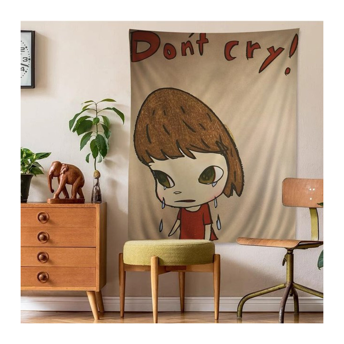 Yoshitomo Nara Anime Wandteppich mit Karikatur-Motiv für deine Heimdekoration, Breite: 60 cm, Höhe: 90 cm - Bild 1