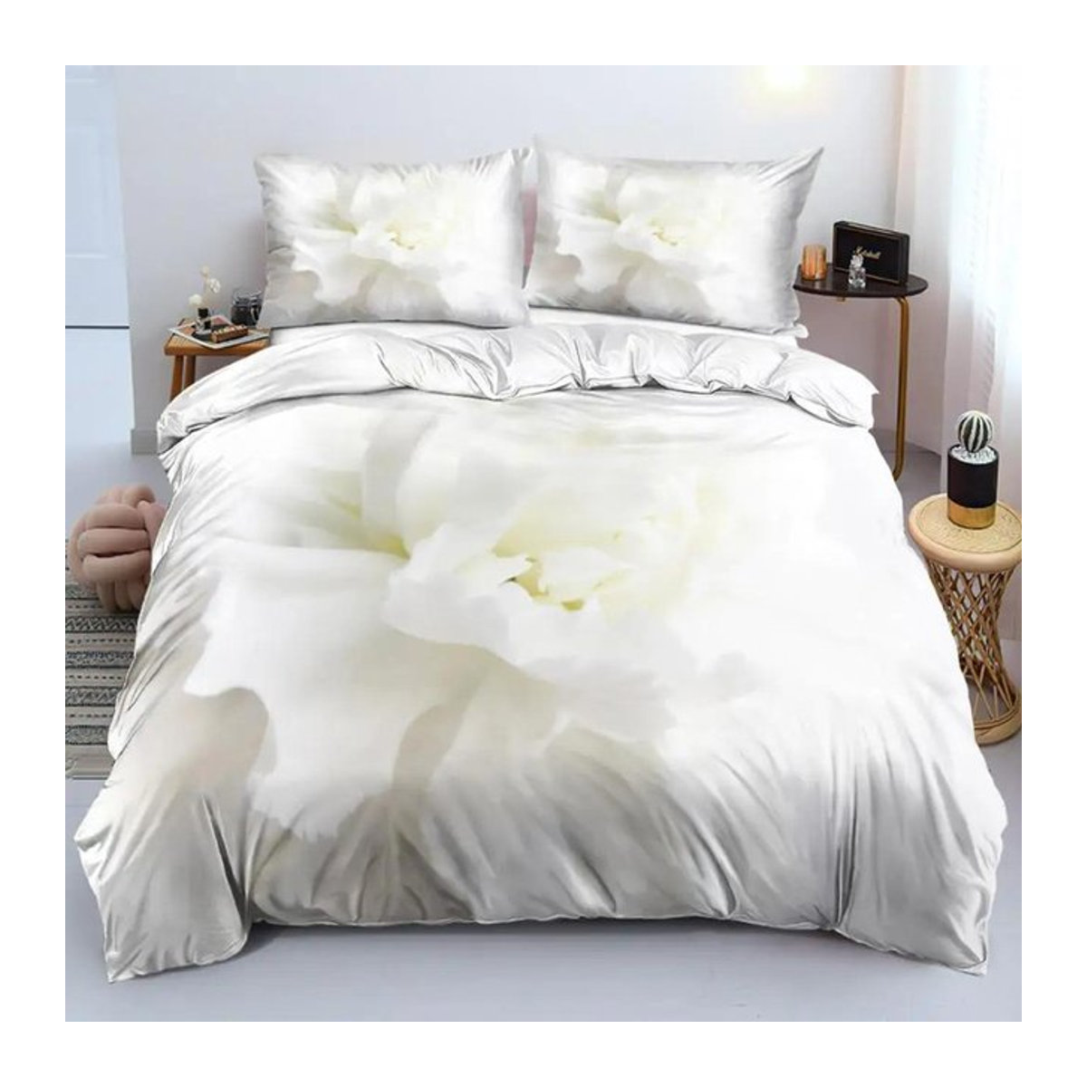 Your Warm Home 3D Blumen Bettwäsche Set Schwarz mit Reißverschluss, Deckenbezug 240 x 220 cm und Kissenbezüge 70 x 133 cm - Bild 1