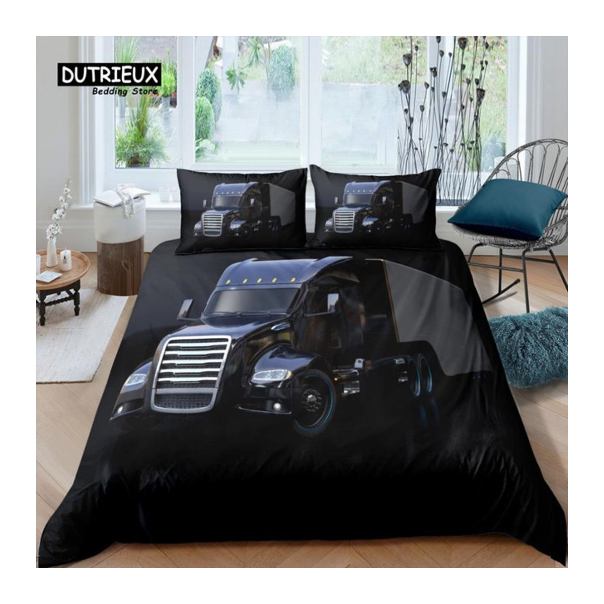 Your Warm Home 3D LKW Bettwäsche Set mit Lastwagen-Motiv in Rot, Bettbezug und Kissenbezug mit Reißverschluss, Breite: 135 cm, Höhe: 200 cm - Bild 1