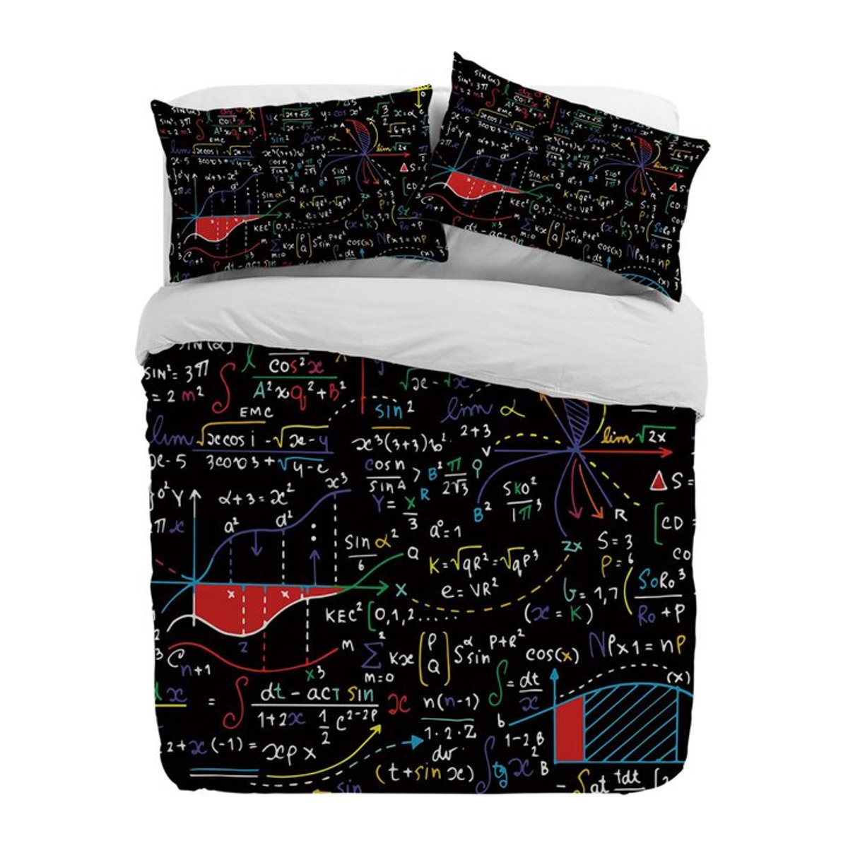 Your Warm Home Bettwäscheset Mathematik Formel Diagramm mit Kissenbezug und Reißverschluss, Multicolor, B/H: 135 x 200 cm - Bild 1