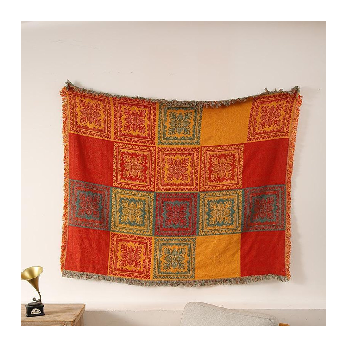 Your Warm Home Boho Tagesdecke mit geometrischem Patchwork-Design in Mehrfarbig, B/B: 130 x 160 cm - Bild 3