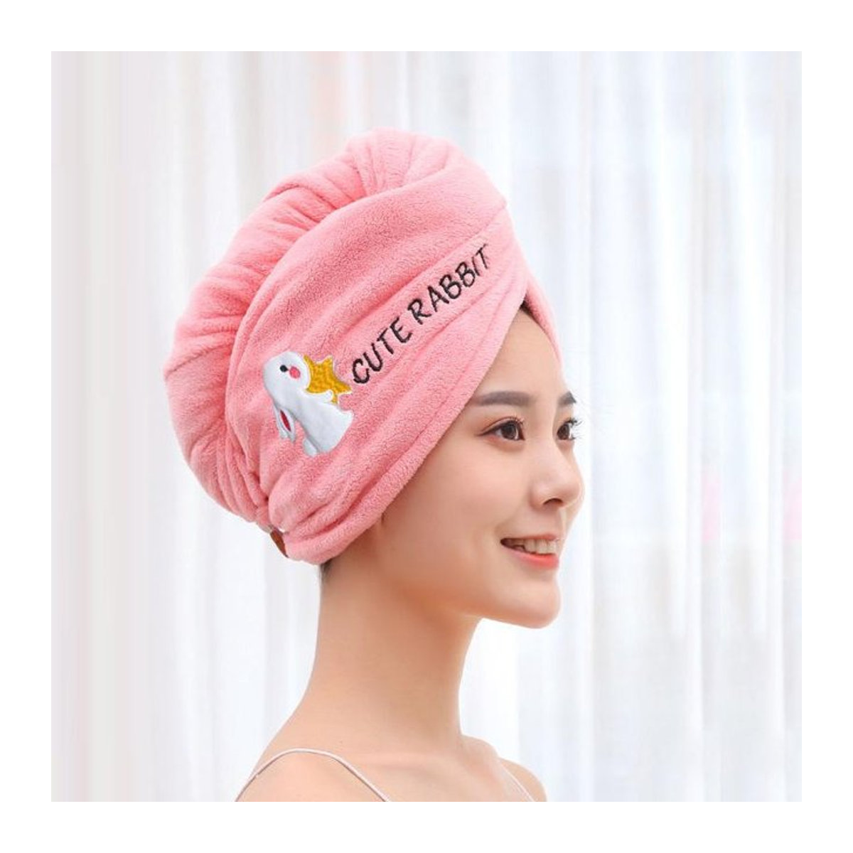 Your Warm Home Mikrofaser-Duschhaube Handtuch Turban in Rosa, schnell trocknend und wasserabsorbierend - Bild 1