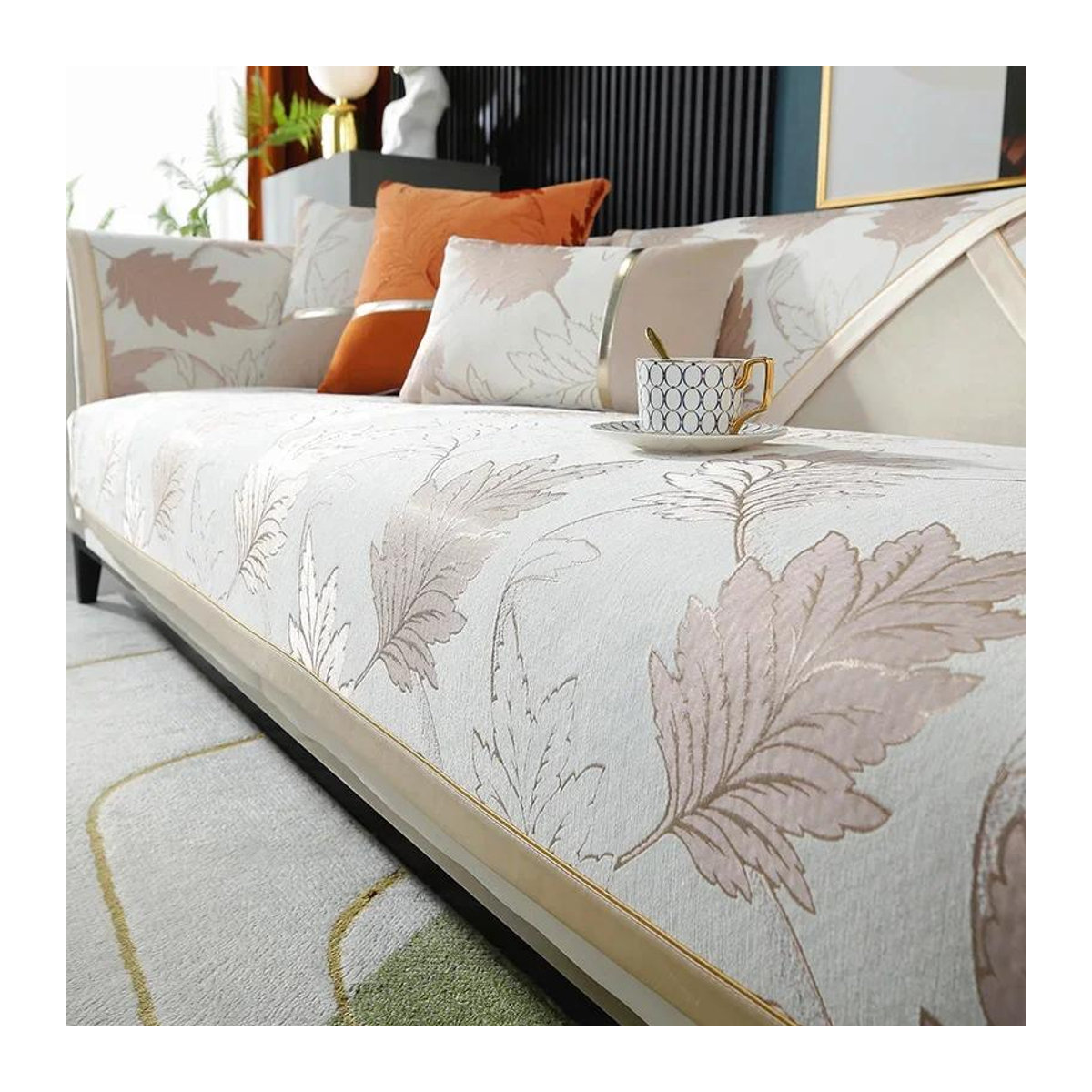 Your Warm Home Sofabezug mit Stickerei in Ahornblatt-Form für Sofa und Sessel, Schutz vor Kratzern, B/B: 70 x 70 cm - Bild 1