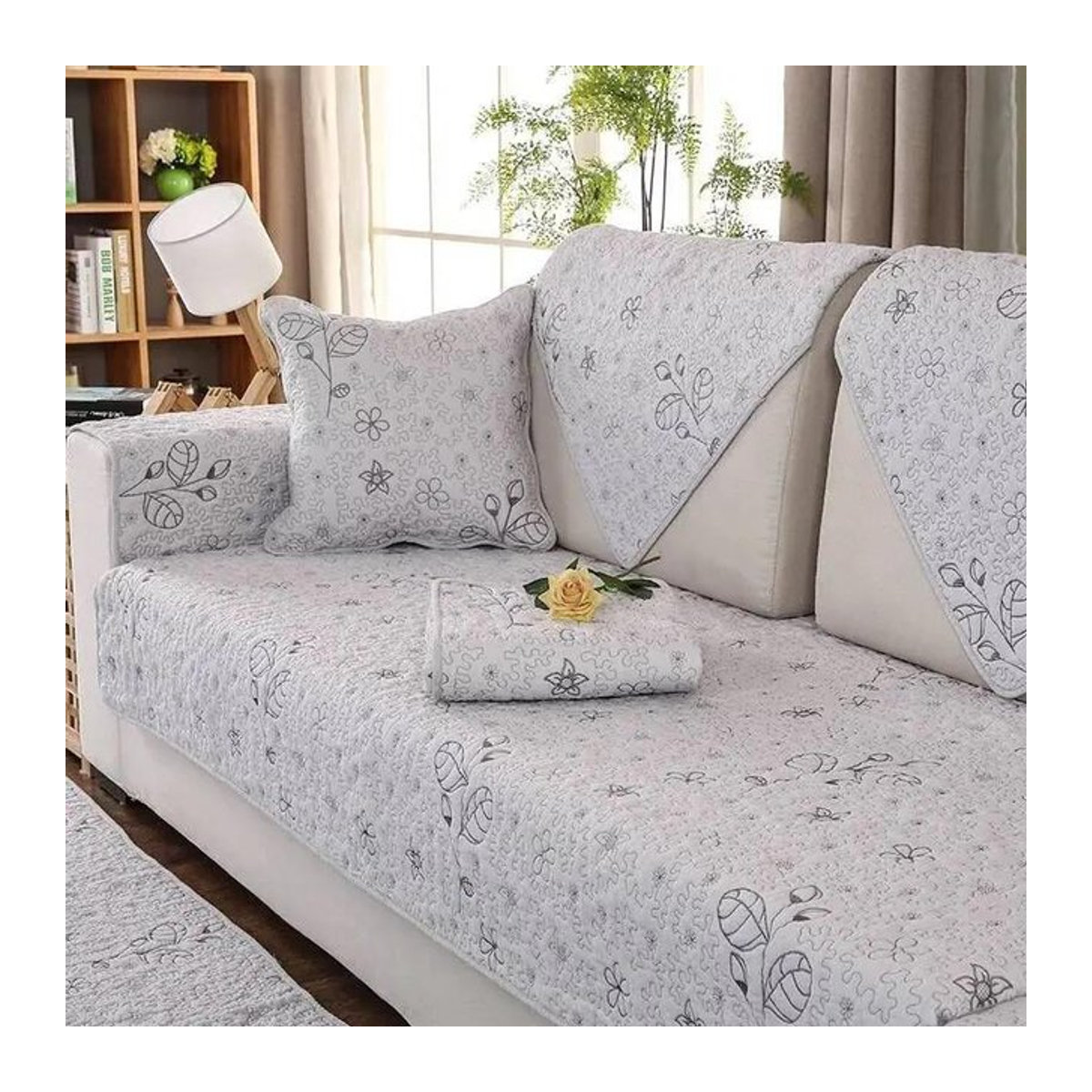 Your Warm Home Sofakissen aus Baumwolle mit besticktem Handtuchbezug, einfarbig, B/B/H: 70 x 70 x 70 cm - Bild 1