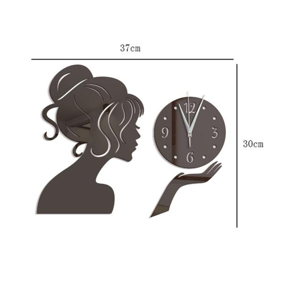 Yousheng Fashion Wanduhr für Kinder in Schwarz, moderner Acryl Spiegel Aufkleber zur Wandmontage für Wohnzimmer und Kinderzimmer - Bild 2