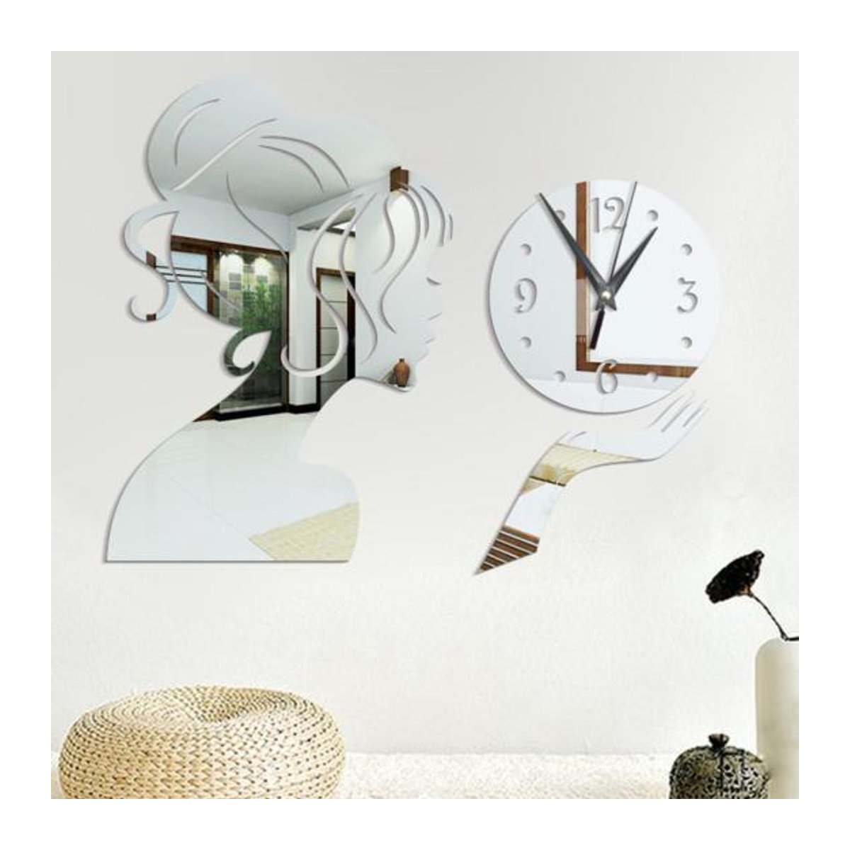 Yousheng Fashion Wanduhr für Kinder in Schwarz, moderner Acryl Spiegel Aufkleber zur Wandmontage für Wohnzimmer und Kinderzimmer - Bild 4