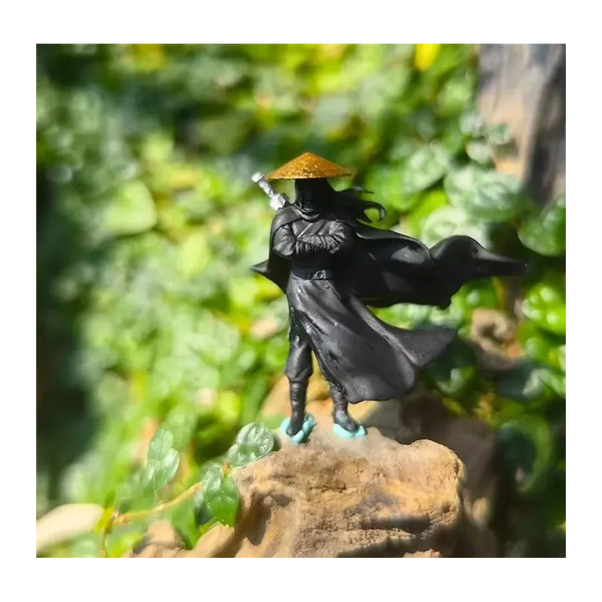 Youxia Schwertkämpfer-Statue aus Kunstharz in Schwarz als orientalische Dekofigur für dein Zuhause oder Büro - Bild 4