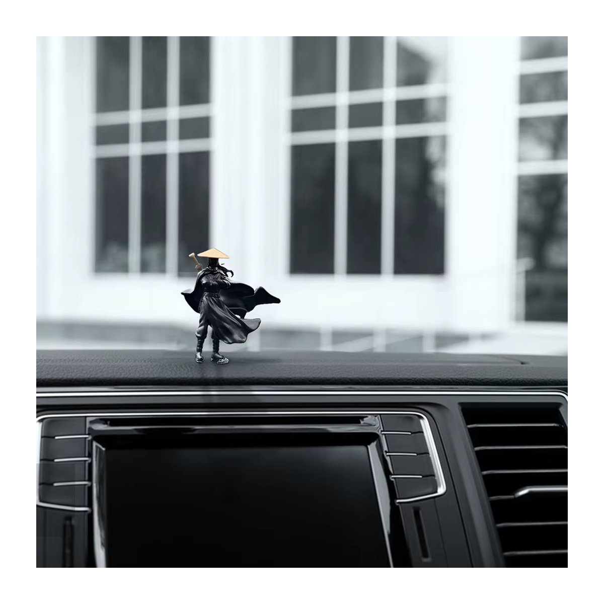 Youxia Statue aus Kunstharz in Schwarz – Orientalische chinesische Schwertkämpfer-Heldengestalt als dekorative Figur für dein Auto, Büro oder Arbeitszimmer - Bild 3
