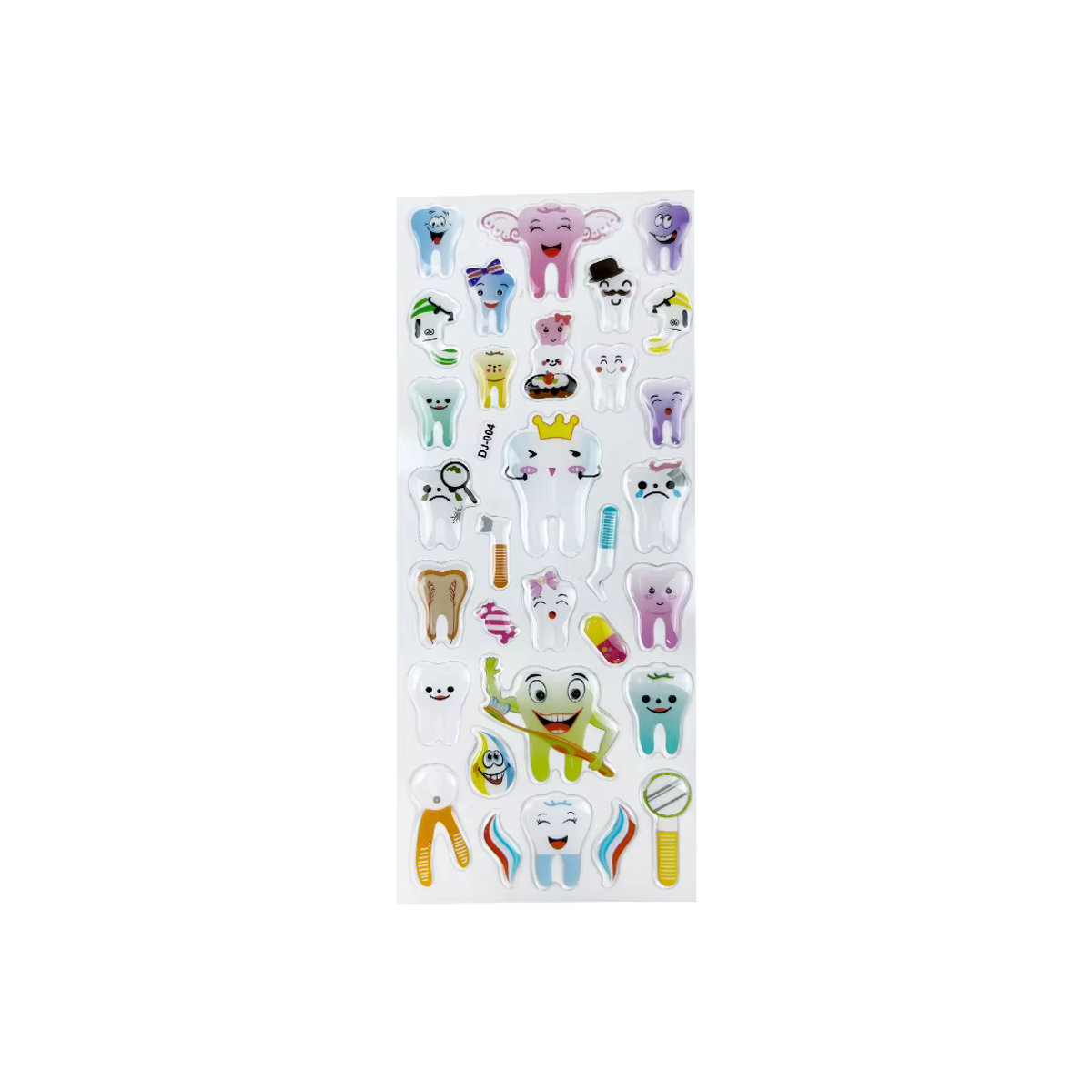 YOUYA DENTAL 4er Set 3D-Dental-Aufkleber mit Zahn-Motiven im Cartoon-Kawaii-Design, mehrfarbig, ideal als Dekoration für Kinder, Wände oder Kühlschränke - Bild 3