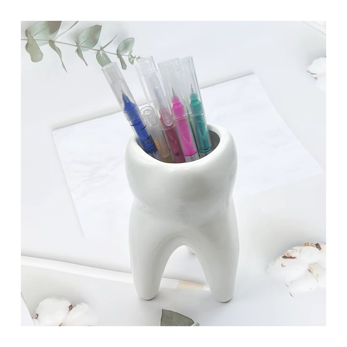 YOUYA DENTAL Zahnförmiger Stiftbehälter aus Keramik in Weiß - Bild 2