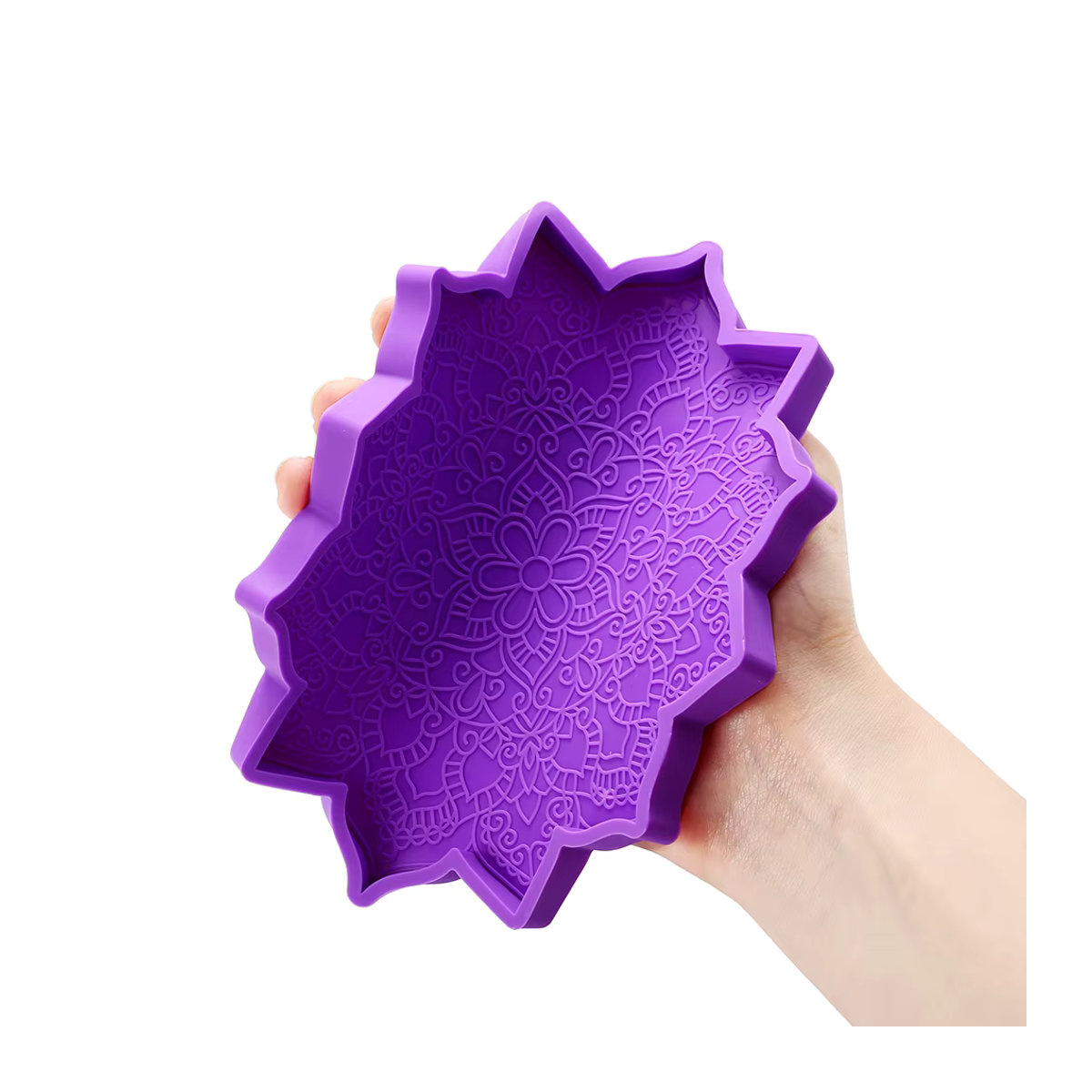YouYoungDifferent Mandala Silikonform für runde Epoxidharz-Untersetzer und Tabletts in orientalischem Design, mehrfarbig - Bild 3