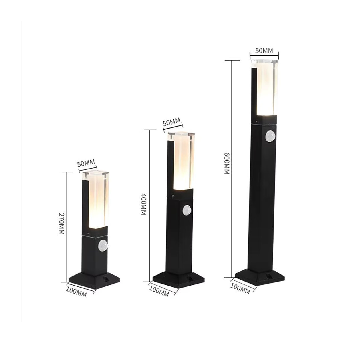 YRANK LED Pollerleuchte mit Bewegungssensor, 15W, Schwarz, Aluminium, IP65 wasserdicht - Bild 2