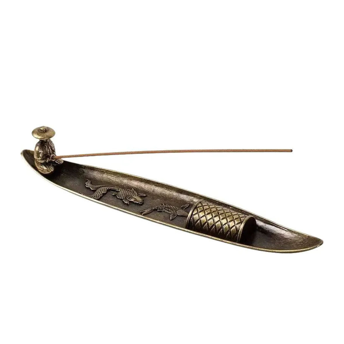 Ys31 Räucherstäbchenhalter aus Metall im orientalischen Design mit Fischmotiv in Braun - Bild 7