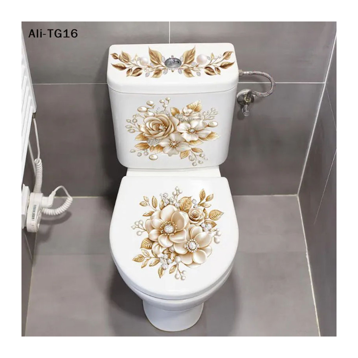 Ys31 Selbstklebender Wandaufkleber mit floralem Perlen-Blumen-Design in Mehrfarbig für Badezimmer und Heimdekoration - Bild 1